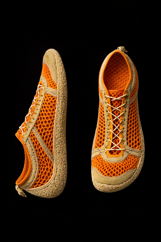 Tensengral Experimental Footwear Hybrid Knit/Braid Barefoot Sneaker with Integrated Laces