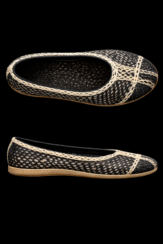 Tensengral Experimental FootwearPatterned Ballet Flat with Leather Sole