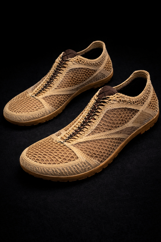 Tensengral Experimental Footwear Knit Hybrid with Braided Aramid Layer with Integrated Laces