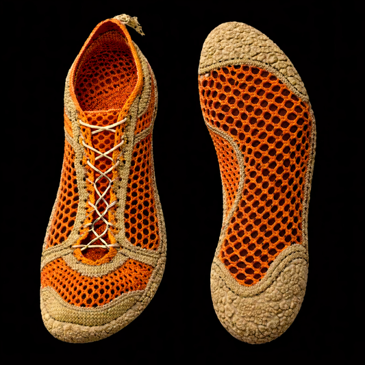 Tensengral Experimental Footwear Hybrid Knit/Braid Barefoot Sneaker with Integrated Laces